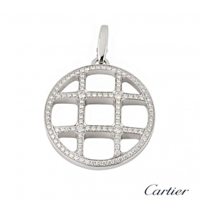 Cartier 18k White Gold Diamond Pasha Grill Pendant B3020100